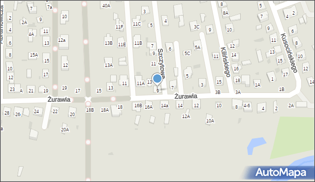 Biała Podlaska, Żurawia, 9, mapa Białej Podlaskiej