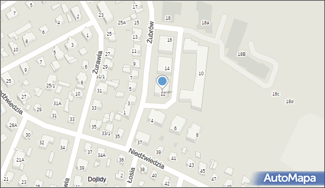 Białystok, Żubrów, 12, mapa Białegostoku