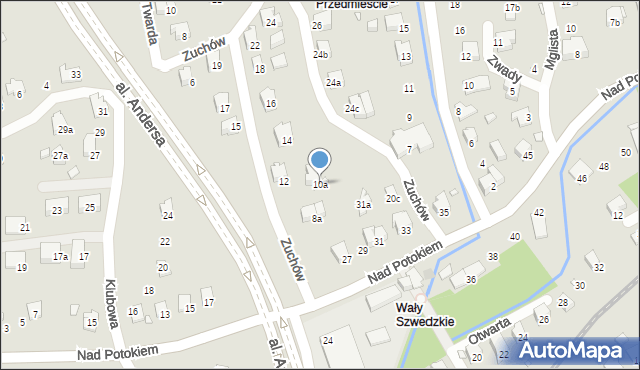 Bielsko-Biała, Zuchów, 10a, mapa Bielsko-Białej