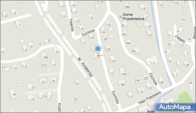 Bielsko-Biała, Zuchów, 15, mapa Bielsko-Białej