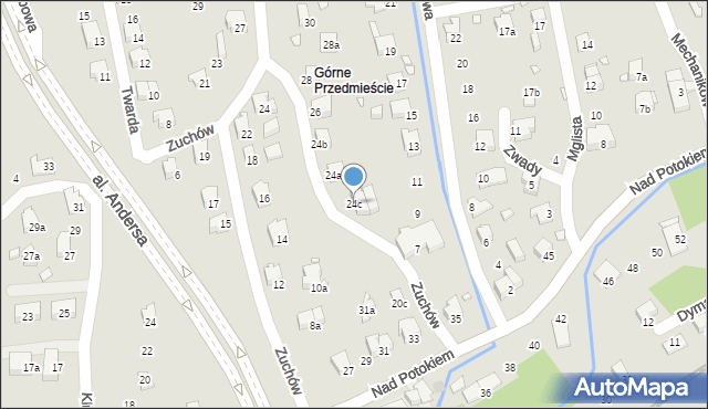 Bielsko-Biała, Zuchów, 24c, mapa Bielsko-Białej