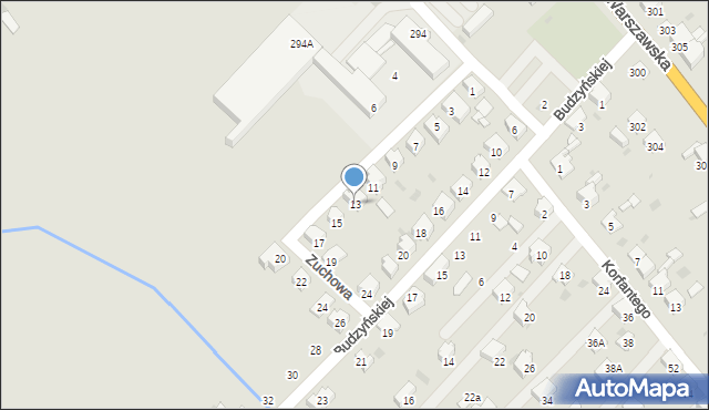 Bieruń, Zuchowa, 13, mapa Bieruń