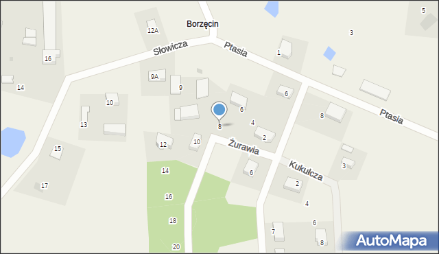 Borzęcin, Żurawia, 8, mapa Borzęcin
