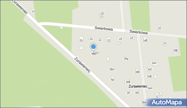 Brok, Żurawieniec, 58D, mapa Brok