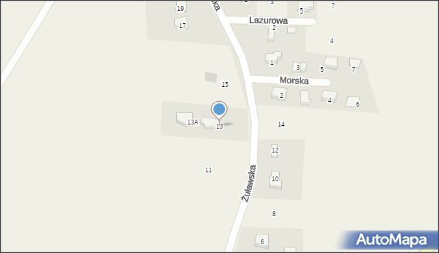 Cedry Małe, Żuławska, 13, mapa Cedry Małe