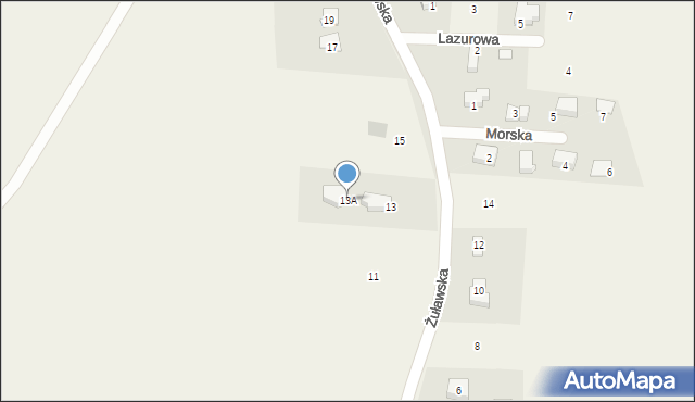 Cedry Małe, Żuławska, 13A, mapa Cedry Małe