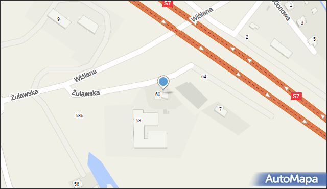 Cedry Małe, Żuławska, 62, mapa Cedry Małe