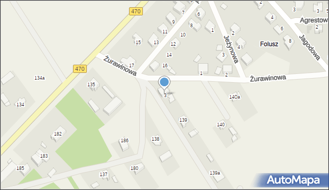 Cisew, Żurawinowa, 3, mapa Cisew