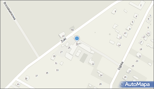 Dąbków, Żuki, 23, mapa Dąbków