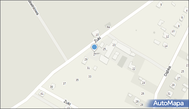 Dąbków, Żuki, 27, mapa Dąbków