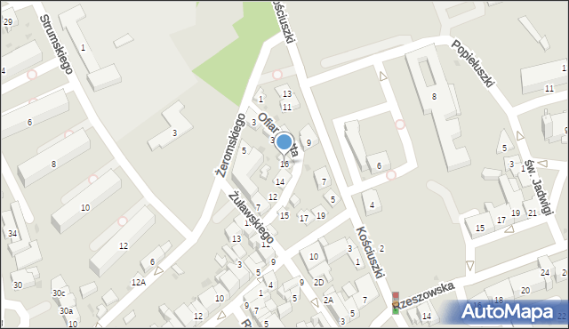 Dębica, Żuławskiego, 16, mapa Dębicy