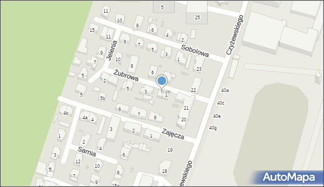 Gdańsk, Żubrowa, 1a, mapa Gdańska