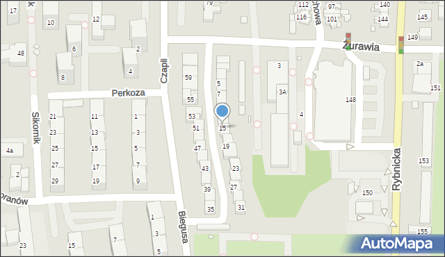 Gliwice, Żurawia, 15, mapa Gliwic