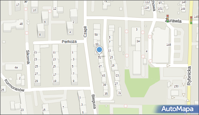 Gliwice, Żurawia, 51, mapa Gliwic