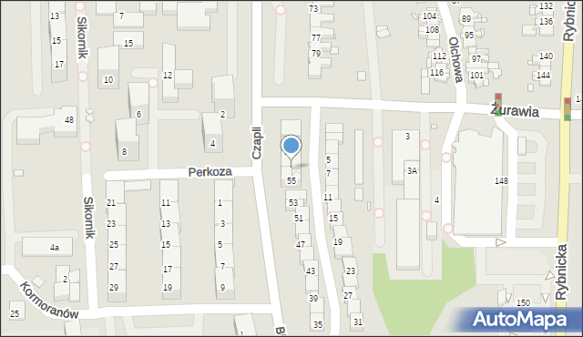 Gliwice, Żurawia, 57, mapa Gliwic