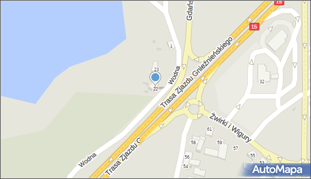 Gniezno, Żuławy, 22, mapa Gniezna