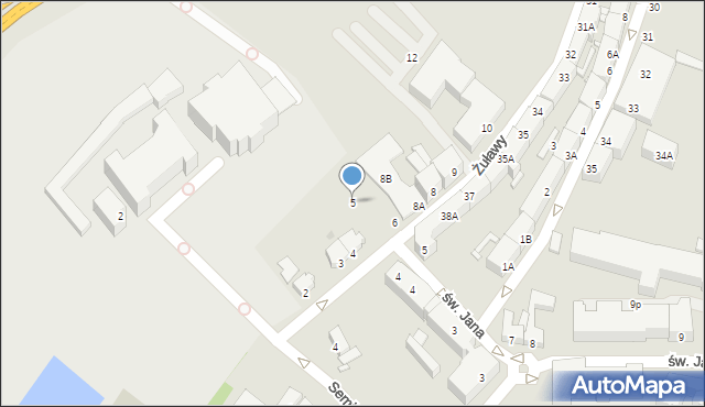 Gniezno, Żuławy, 5, mapa Gniezna