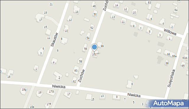 Gorzów Wielkopolski, Zuchów, 101, mapa Gorzów Wielkopolski