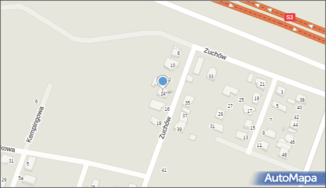 Gorzów Wielkopolski, Zuchów, 14, mapa Gorzów Wielkopolski
