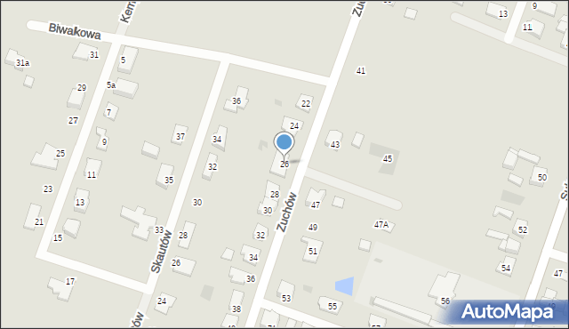 Gorzów Wielkopolski, Zuchów, 26, mapa Gorzów Wielkopolski