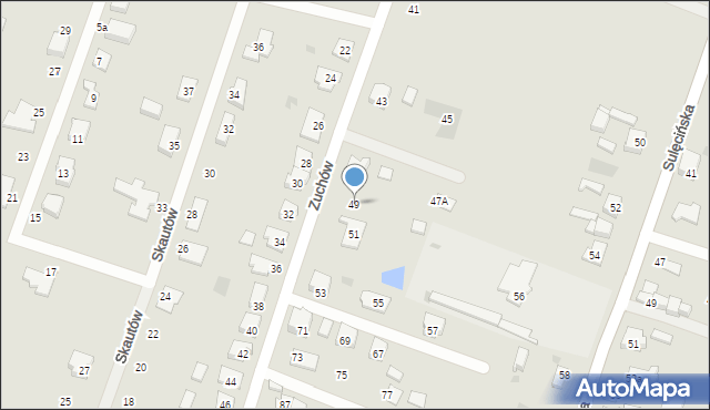 Gorzów Wielkopolski, Zuchów, 49, mapa Gorzów Wielkopolski