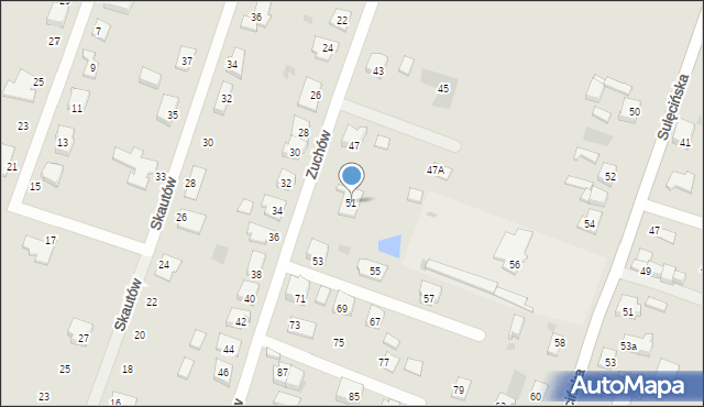 Gorzów Wielkopolski, Zuchów, 51, mapa Gorzów Wielkopolski