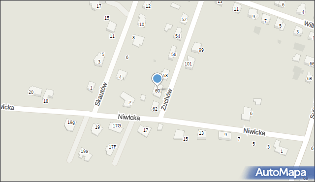 Gorzów Wielkopolski, Zuchów, 60, mapa Gorzów Wielkopolski