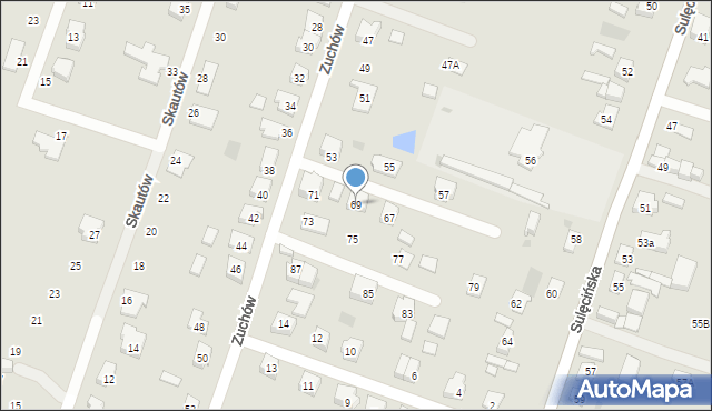 Gorzów Wielkopolski, Zuchów, 69, mapa Gorzów Wielkopolski