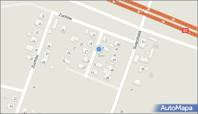 Gorzów Wielkopolski, Zuchów, 7, mapa Gorzów Wielkopolski