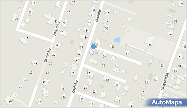 Gorzów Wielkopolski, Zuchów, 71, mapa Gorzów Wielkopolski