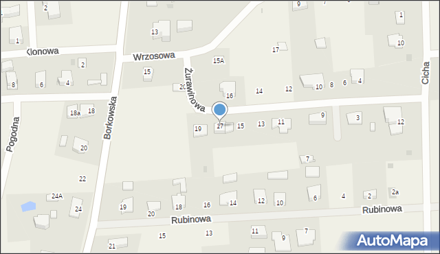 Grzybowo, Żurawinowa, 17, mapa Grzybowo