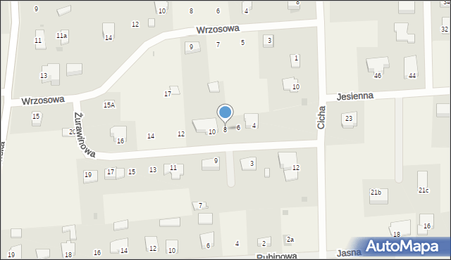 Grzybowo, Żurawinowa, 8, mapa Grzybowo