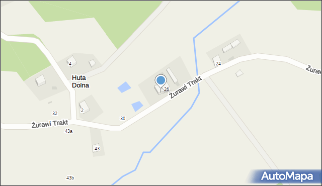 Huta Dolna, Żurawi Trakt, 28, mapa Huta Dolna