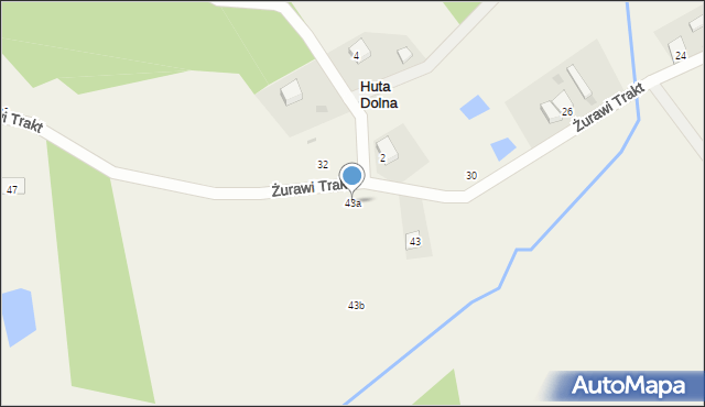 Huta Dolna, Żurawi Trakt, 43a, mapa Huta Dolna