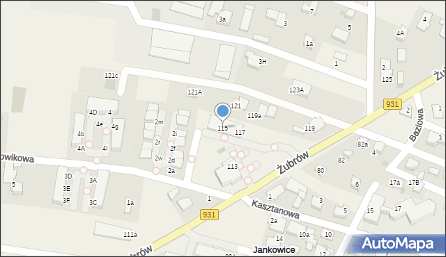 Jankowice, Żubrów, 115, mapa Jankowice