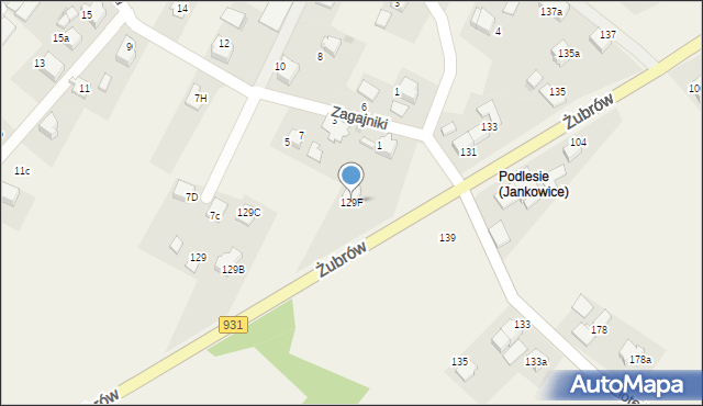 Jankowice, Żubrów, 129F, mapa Jankowice