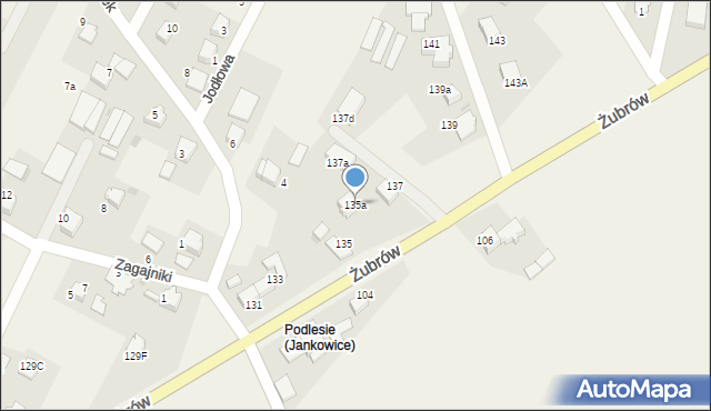 Jankowice, Żubrów, 135a, mapa Jankowice