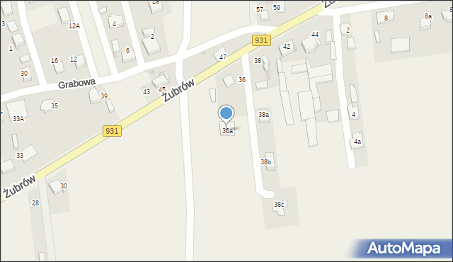 Jankowice, Żubrów, 36a, mapa Jankowice