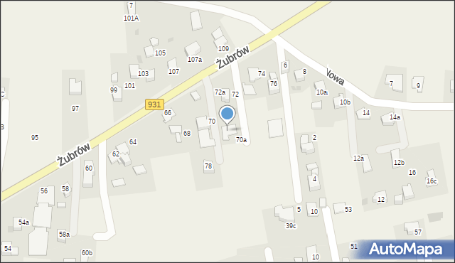 Jankowice, Żubrów, 72b, mapa Jankowice