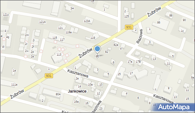 Jankowice, Żubrów, 80, mapa Jankowice