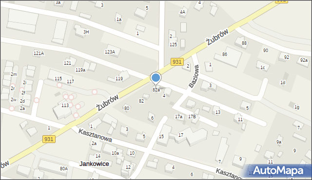 Jankowice, Żubrów, 82a, mapa Jankowice