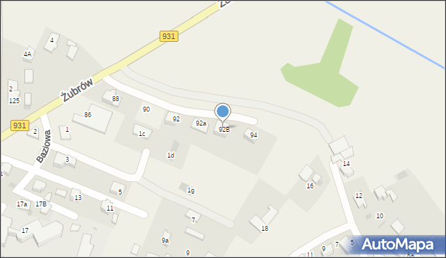 Jankowice, Żubrów, 92B, mapa Jankowice