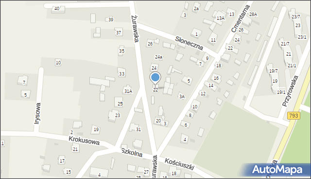 Janów, Żurawska, 22, mapa Janów