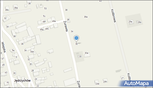 Jędrzychów, Żurawia, 32, mapa Jędrzychów