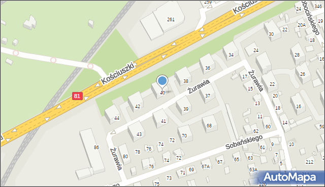 Katowice, Żurawia, 40, mapa Katowic