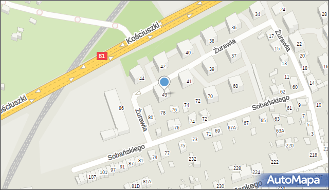 Katowice, Żurawia, 43, mapa Katowic