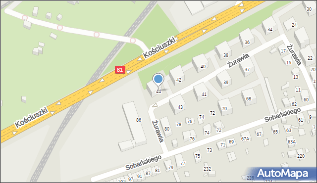 Katowice, Żurawia, 44, mapa Katowic