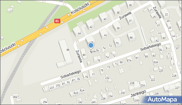 Katowice, Żurawia, 78, mapa Katowic