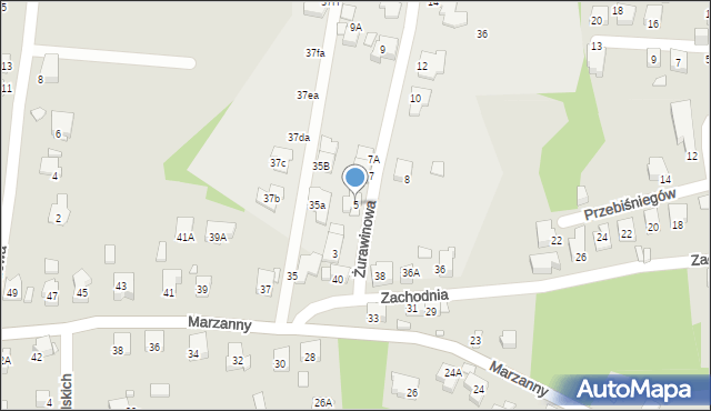 Katowice, Żurawinowa, 5, mapa Katowic