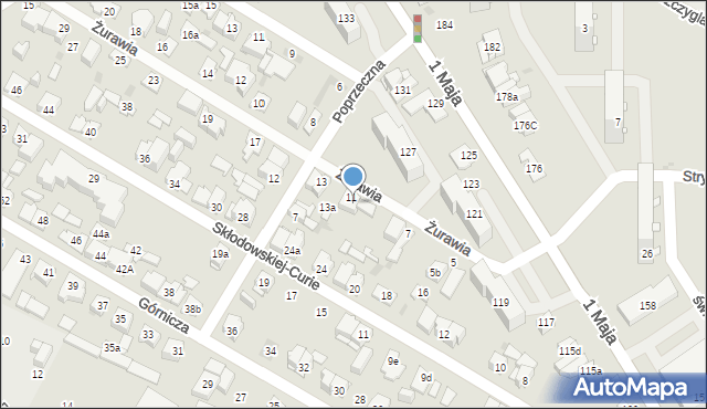 Kielce, Żurawia, 11a, mapa Kielc